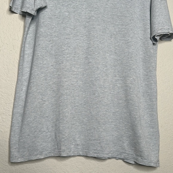 Marine Layer Short Sleeve Henley Supima Cotton Micro Modal Striped Shirt Gray M - Picture 5 of 13